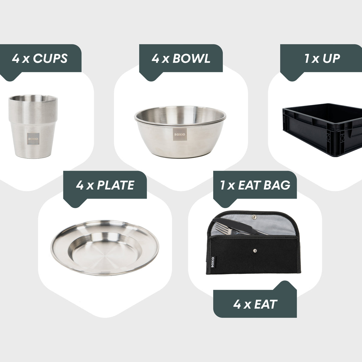 BOXIO COOK UP I Eurobox with crockery and cutlery 28 pieces