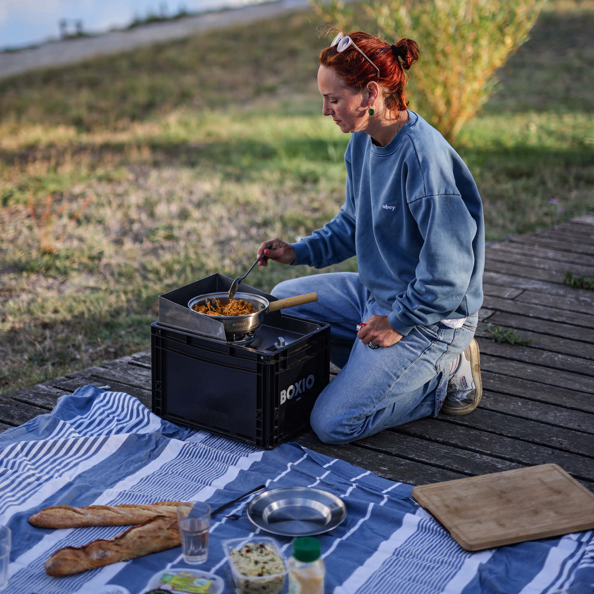 BOXIO COOK PLUS I Réchaud de camping haut de gamme avec ustensiles de cuisine