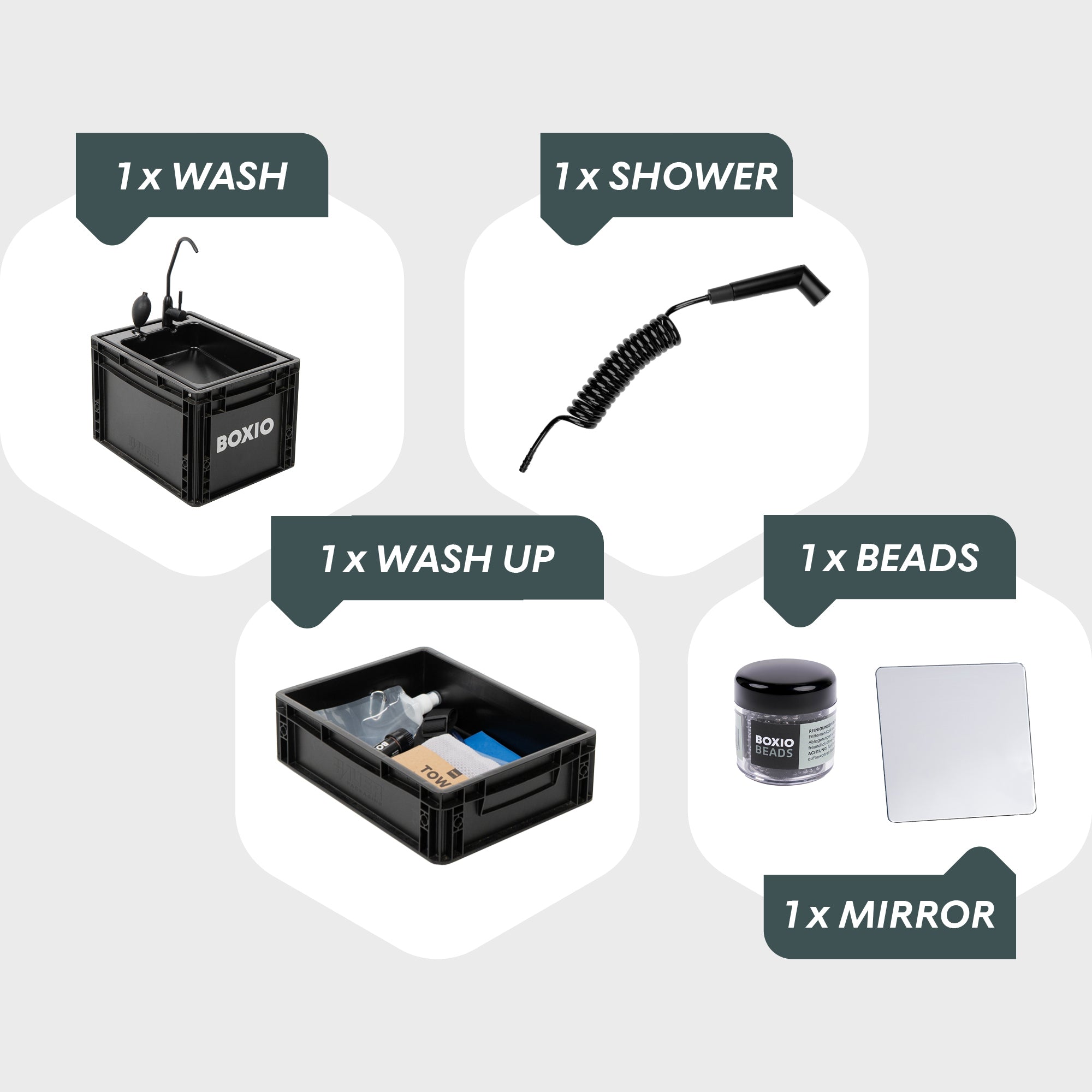 Kit básico de fregadero portátil | BOXIO - WASH PLUS